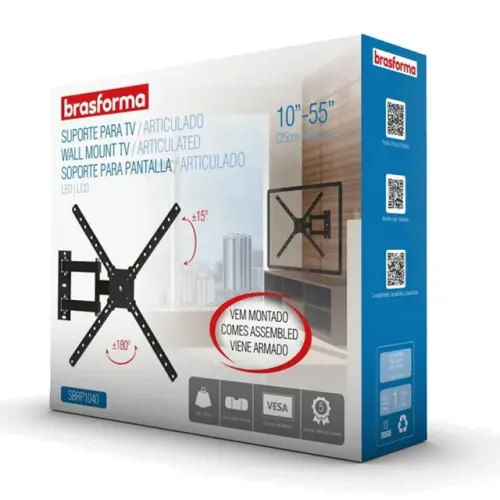 SUPORTE TV LED LCD 10" A 55" 5 MOV PR - BRASFORMA
