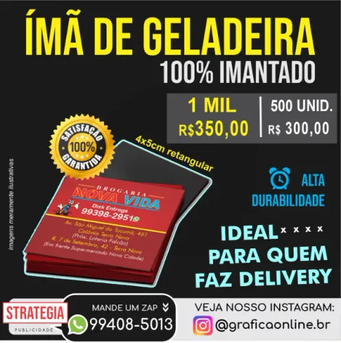 Ímã de Geladeira Durável Delivery Qualidade