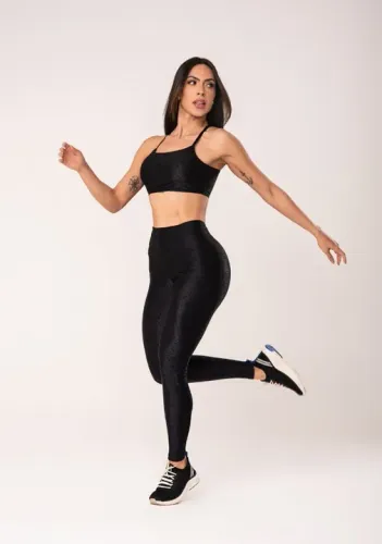 Legging DLK preta com recortes e bolsos flow (Motivo: não serviu)