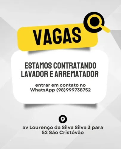 Vaga de emprego para lavar jato