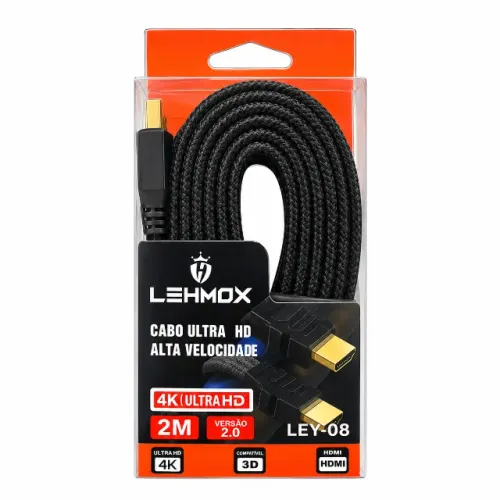 Cabo HDMI 2.0 4K Ultra HD 2 Metros Lehmox LEY-08 Para TV Monitor PC pode retirar no local