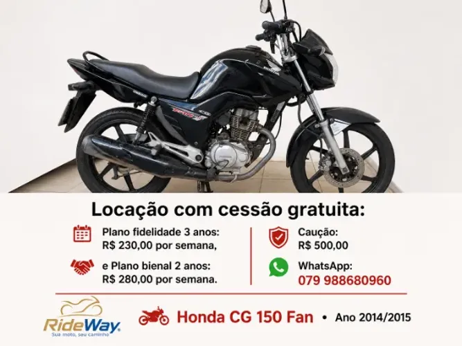 Vendo ou alugo com cessão gratuita: Honda CG 150 Fan, ano 2014