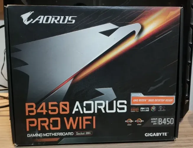 Placa mãe Gigabyte B450 Aorus Pro Wi-fi + placas e processador