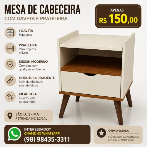 Mesa de Cabeceira Retrô - R$ 150,00