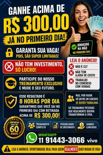 Time de vendas na rua ,somente para pessoas interessadas!