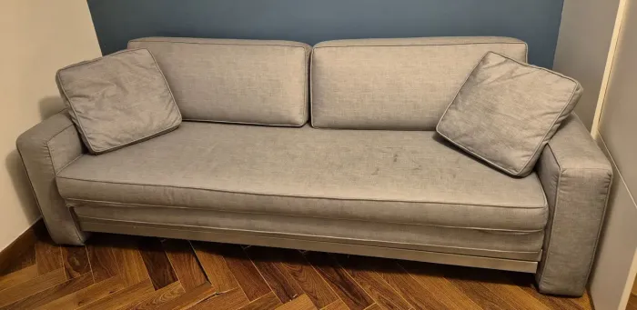 Sofá - cama de casal / bicama de solteiro LAFER em tecido soft-touch cinza 2m32cm