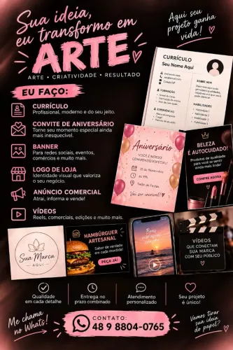 Criação de Artes Personalizadas | Currículos, Convites, Logos e Vídeos