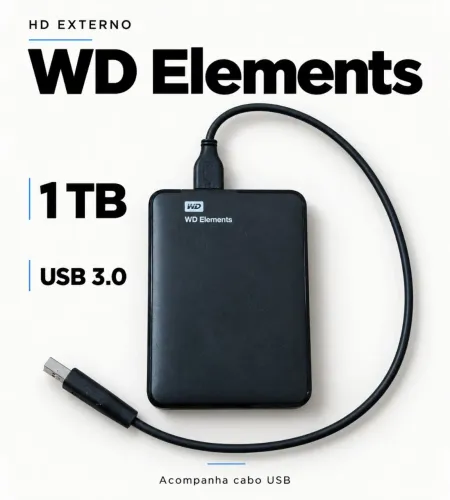 HD Externo WD Elements 1TB USB 3.0