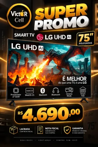 Smart TV LG 75 Polegadas | UHD | Lacrada | Nota Fiscal