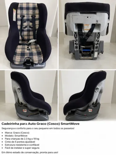 Cadeira para Auto Graco( cosco ) smart move, para crianças de 2,3 kg a 18  kg 