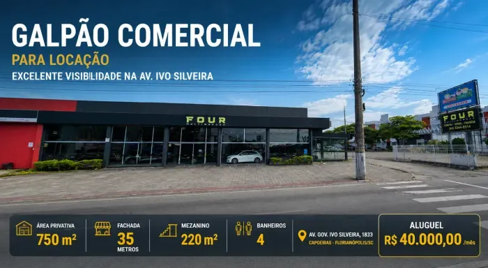 Galpão Comercial para Locação em Capoeiras | 750 m² | Excelente Visibilidade na Av. Ivo Si