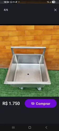 Carrinho/tanque de aço inox c/ rodízio