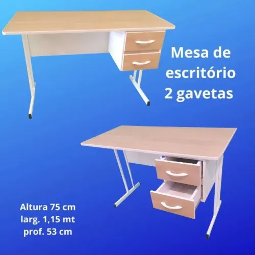 Mesa de escritório 2 gavetas 100% MDF