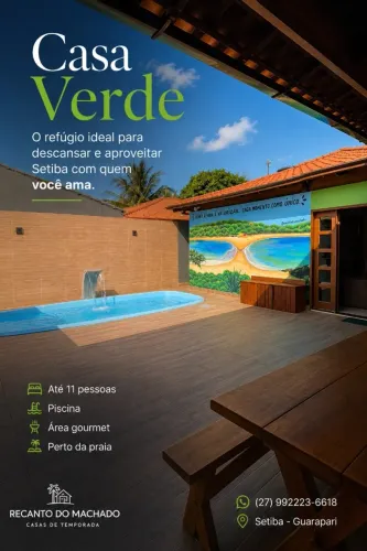 Casa verde Recanto do Machado em Setiba Guarapari hospedagem sua casa de praia