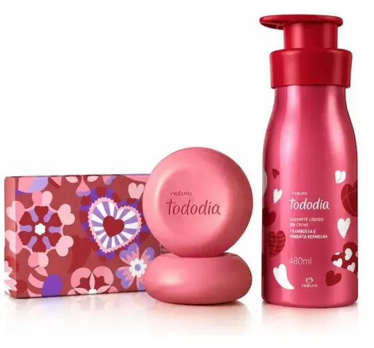 Kit Tododia Framboesa + Pimenta Vermelha, Creme + Body Splash + Sabonete