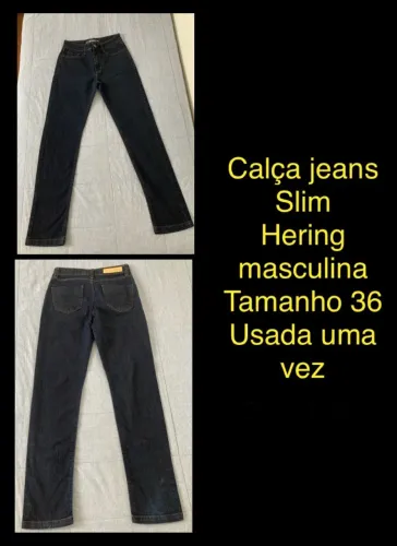 Calaça jeans slim Hering