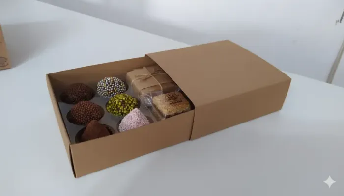 Kit 130 Caixas Kraft Gourmet - Especial para 6 Doces