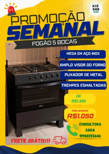 FOGÃO 5 BOCAS EM PROMOÇÃO ATÉ 19/09/26