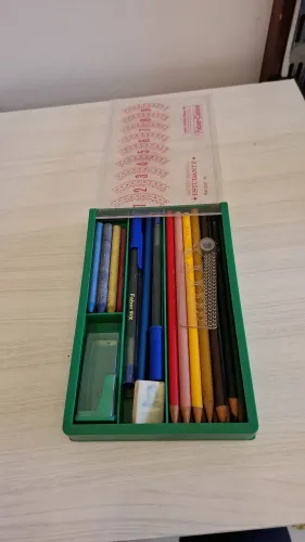 Estojo escolar antigo Faber-Castell completo