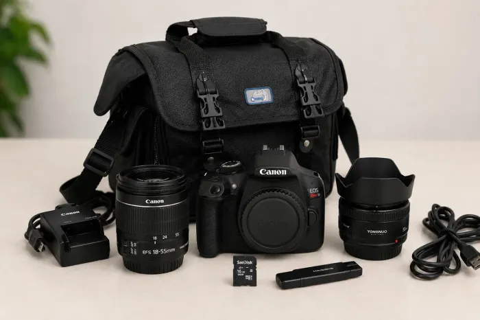 Canon EOS Rebel T7 + Kit Completo | Pronta para usar