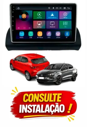 Central Multimídia Fiat Argo Android AutoCarplay S/ Fio 9Pol Comando de Voz na Canal Som