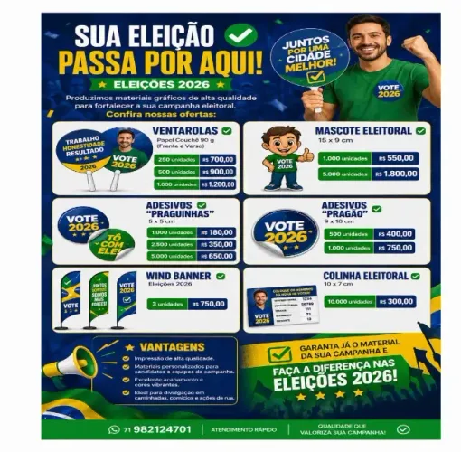 Quer ser candidato? eleições 2026 ! praguinha, santinhos, ventarolas
