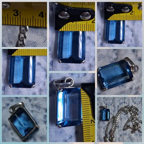 Corrente 925 com Pingente de Topázio Azul - Elegante e Impecável