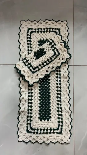 Jogo de tapete de crochê 3 peças