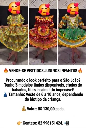 Vestidos juninnos impecáveis 6 à 10 anos! 