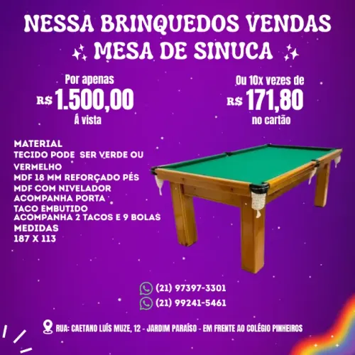 ? Mesa de Sinuca NOVA à venda! ?