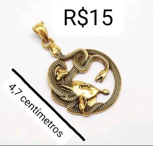 Pingente Medusa Górgona Medusa Gorgon Aço Inoxidável.