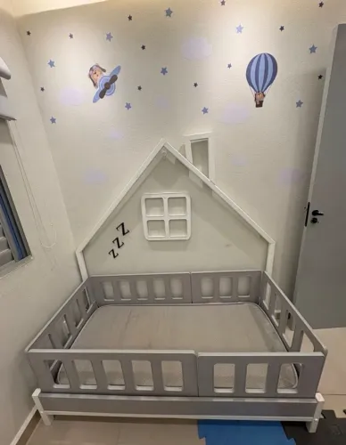 Cama  infantil cirandinha com casinha mini-solteiro