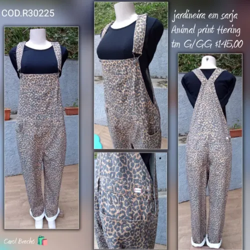 Jardineira feminina animal print Hering