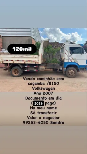 Vendo caminhão c caçamba modelo 8150 ano 2007 
