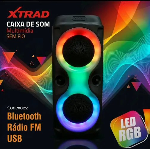 Caixa de Som Multimedia Bluetooth RGB Xtrad Tws CS-26 / CS-29 