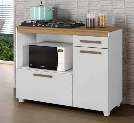 Balcão para CookTop 4 ou 5 Bocas Cronus Branco Arte Moveis - Entrega Rápida!