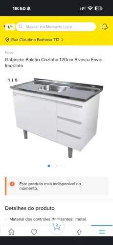 Gabinete Balcão Cozinha 120cm Branco