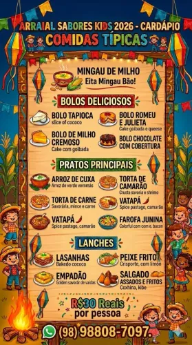 Saboreskids Cardápio São João.