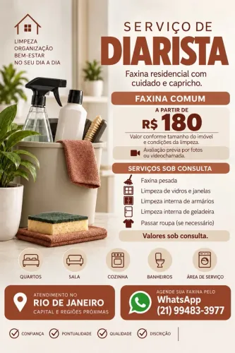 Rio de Janeiro: Diarista em Rio de Janeiro e Região - Faxina Residencial e Comercial