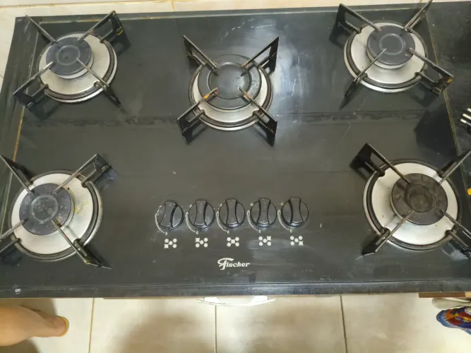 Fogão cooktop fischer 5 bocas com acendimento automático com móvel e micro ondas lg