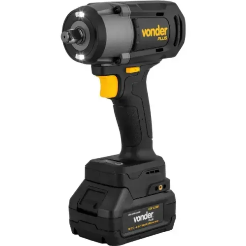 Chave de impacto, bateria 20 V, encaixe de 1/2", fonte de carregamento bivolt automático,