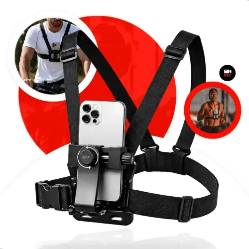 Suporte peitoral para celular,camera Gopro cinto ajustável moto,bicicleta