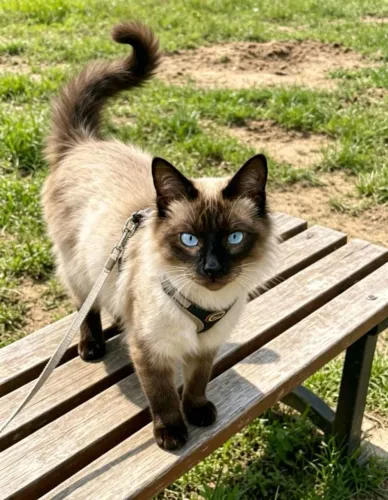 Gato siamês com 6 meses