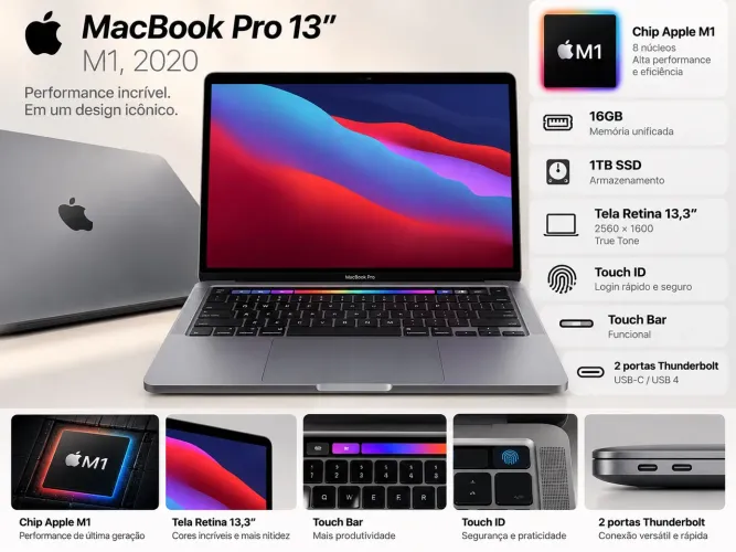 MacBook Pro M1 2020 | 16GB RAM | SSD 1TB | 13? | Impecável