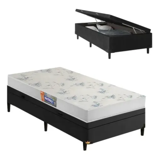 Colchão Solteiro D20 + Cama Base Baú Solteiro