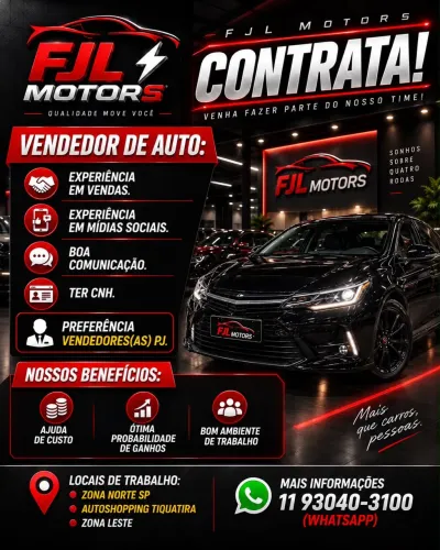 Vaga para vendedor(a) de Autos em loja na Zona Norte SP