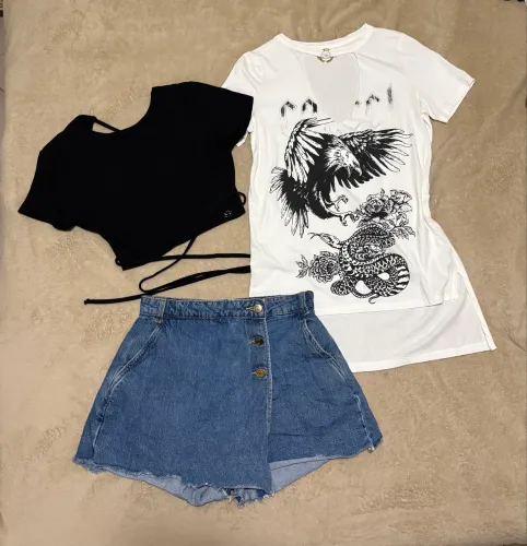 Short saia Zara em jeans tam P