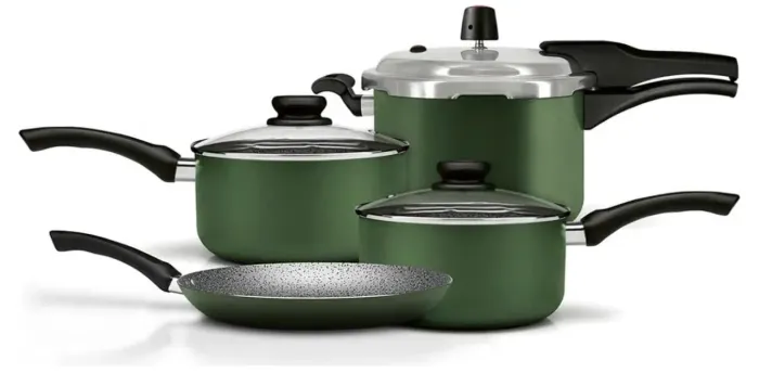 Conjunto De Panelas Aluminio 4 Peças Aa Maximum Stone Verde Panelux