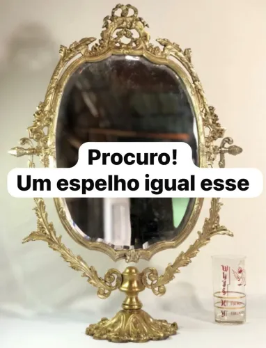Espelho bronze antigo dourado luis xv vintage bisotado art noveau clássico 