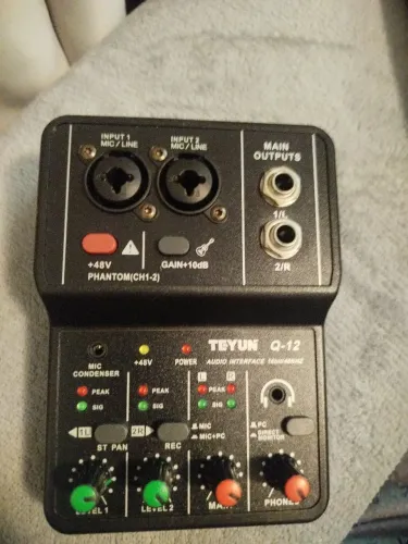 Interface de áudio Teyun Q-12 2 canais USB 48 kHz 16bit preto